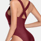 Crisscross Plunge Wide Strap One-Piece Swimwear