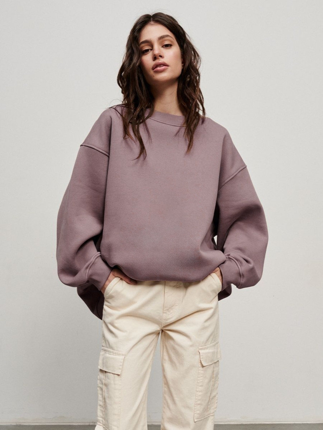 Oversize Round Neck Dropped Shoulder Sweatshirt