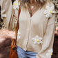 Flower Dropped Shoulder Long Sleeve Cardigan