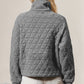 Half Zip Long Sleeve Quilted Sweatshirt with Pocket