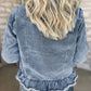 Raw Hem Long Sleeve Denim Jacket