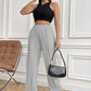 Drawstring Wide Leg Pants with Pockets