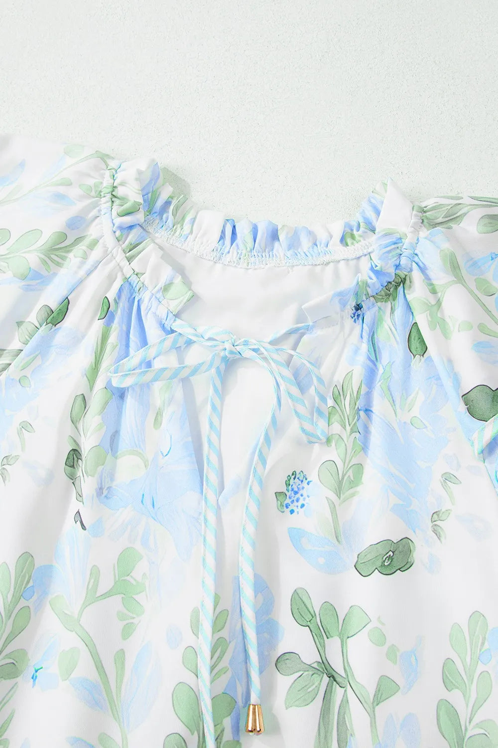 Floral Contrast Edge Layered Short Sleeve Mini Dress