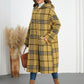 Plaid Double-Breasted Long Sleeve Longline Coat