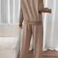 Round Neck Long Sleeve Top and Pants Set