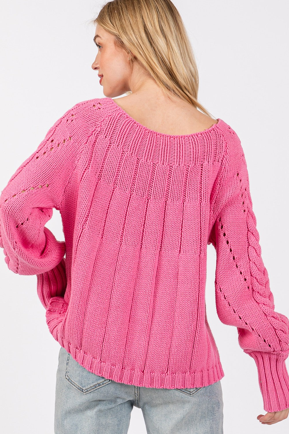 Cable-Knit Long Sleeve Sweater