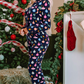 Christmas Lights Print Collared Neck Top and Pants Set