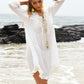 Tassel V-Neck Three-Quarter Sleeve Cover Up