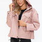 Drawstring Hem PU Leather Zip Up Jacket