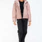 Drawstring Hem PU Leather Zip Up Jacket