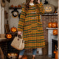 Plaid Long Sleeve Hooded Coat with Pockets