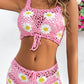 Flower Cutout Wide Strap Two-Piece Cover Up