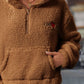 Heart Half Zip Long Sleeve Teddy Sweatshirt