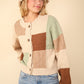 Color Block Button Down Textured Sweater Cardigan