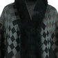 Fuzzy Checkered Long Sleeve Poncho