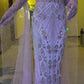 Luxury Beaded Long Dress with Gloves