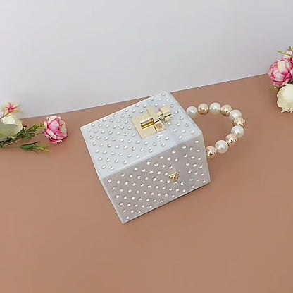 Faux Pearl Rhinestone Acrylic Box Bag