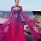 Luxury Embellished Cape Sleeve Dress