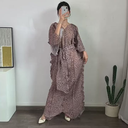 Miyake Pleated Irregular Hem Dress with Belt