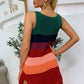 Color Block Notched Neck Slit Sweater Dress