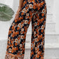 Floral Wide Leg Pants with Pockets