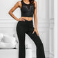 Round Neck Tank and Ruched Pants Set
