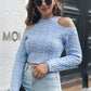 Cable-Knit Cold-Shoulder Sweater