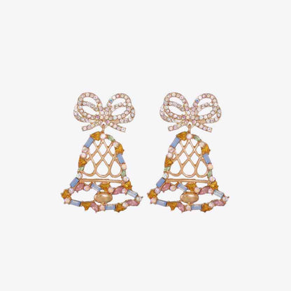 Rhinestone Alloy Christmas Bell Earrings