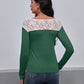 Lace Trim Long Sleeve Round Neck Tee