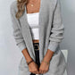 Rib-Knit Open Front Pocketed Cardigan