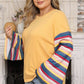 Plus Size Striped Flare Sleeve T-Shirt