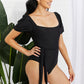 Puff Sleeve One-Piece Swimsuit in Black