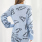 Dinosaur Pattern V-Neck Sweater Dress