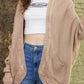 Cable-Knit Open Front Cardigan with Pockets