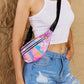 Holographic Double Zipper Fanny Pack in Hot Pink