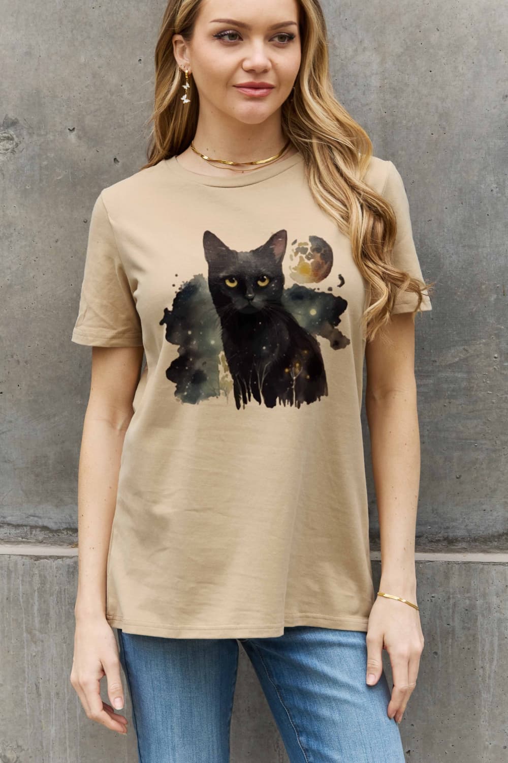 Black Cat Graphic Cotton Tee