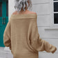 Off-Shoulder Ribbed Long Sleeve Pullover Sweater