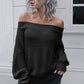 Off-Shoulder Ribbed Long Sleeve Pullover Sweater