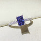 1 Carat Moissanite 925 Sterling Silver Rectangle Ring in Blue