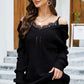 Openwork V-Neck Long Sleeve Sweater