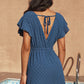 Tie Back Surplice Neck Flutter Sleeve Dress