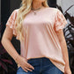 Plus Size Butterfly Sleeve Round Neck Top