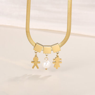 Synthetic Pearl Stainless Steel Necklace
