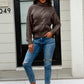 Cable-Knit Turtleneck Long Sleeve Sweater