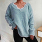 V-Neck Drop Shoulder Long Sleeve Sweater