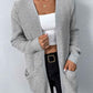 Rib-Knit Open Front Pocketed Cardigan