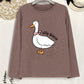 Goose Graphic Round Neck Long Sleeve T-Shirt