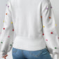 Pom-Pom Trim Mock Neck Long Sleeve Pullover Sweater