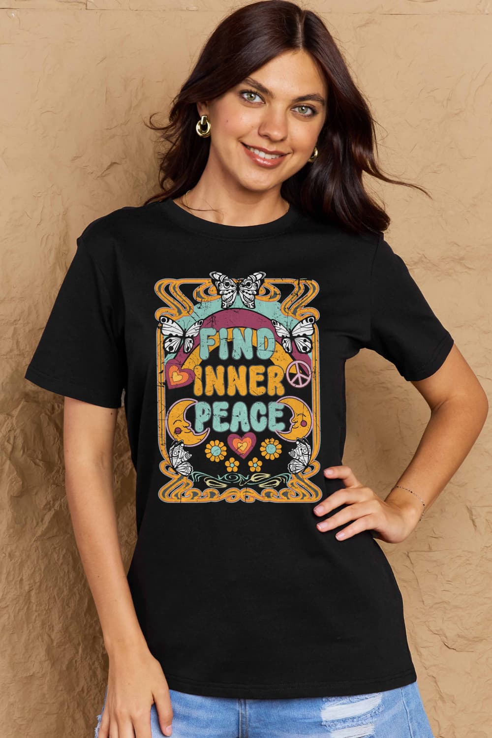 FIND INNER PEACE Graphic Cotton T-Shirt