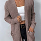 Rib-Knit Open Front Pocketed Cardigan